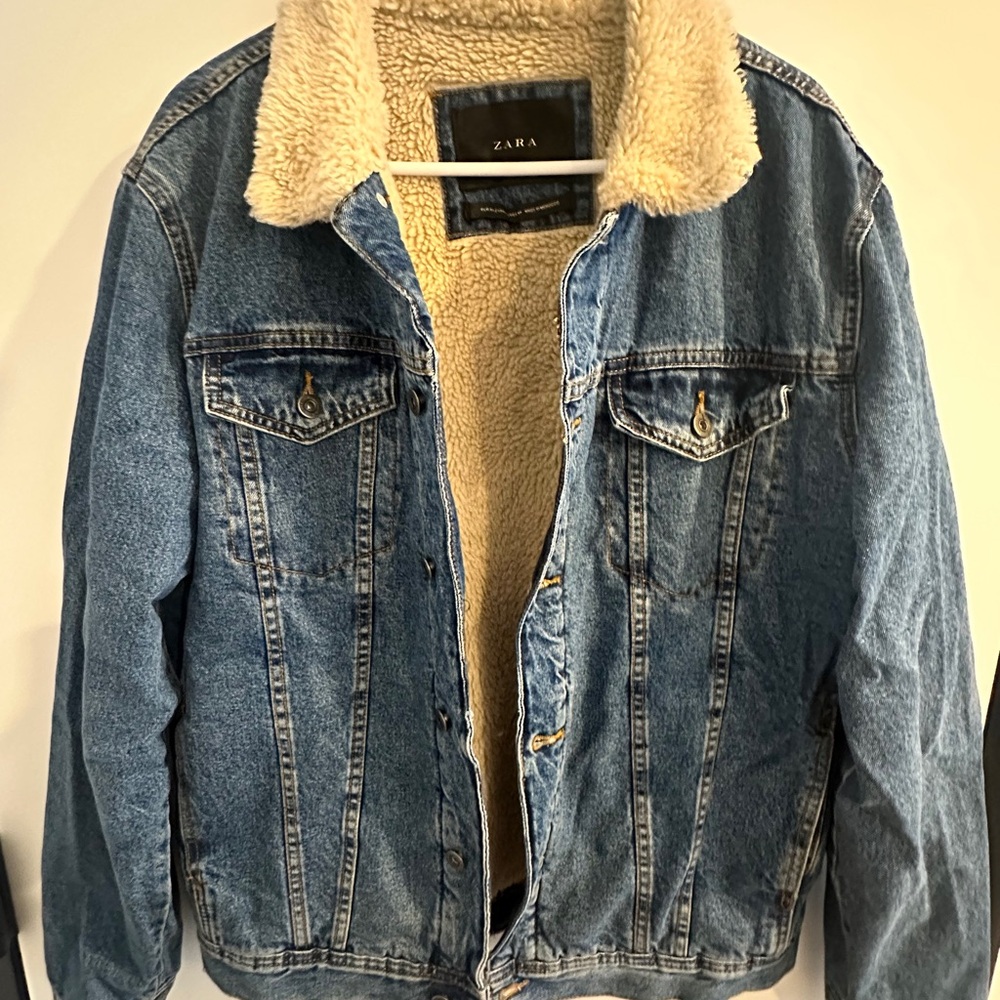 Zara Denim Jacket with Sherpa Lining